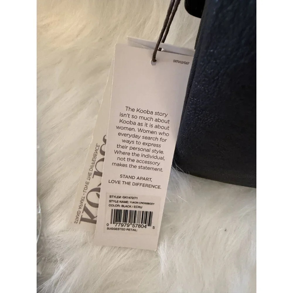 Kooba Yukon Medium Leather & Shearling Crossbody Black Ivory